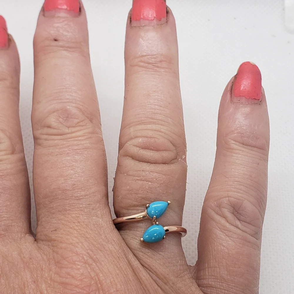 Sleeping Beauty Turquoise Bypass Ring - Picture 3 of 13